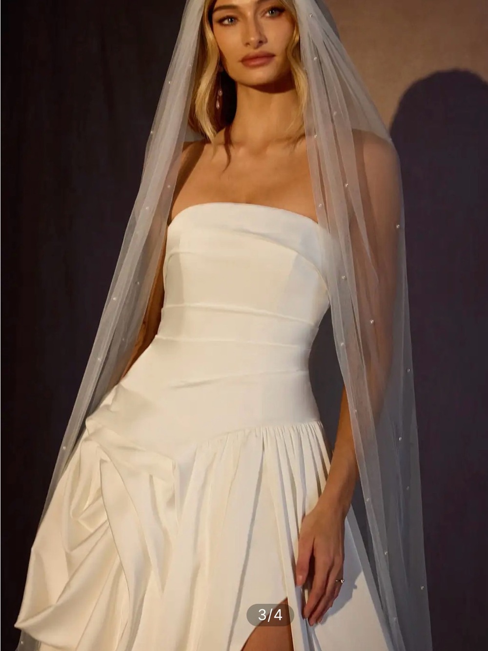 Azazie Jenna Pearl Chapel Length Veil - Picture 2 of 4